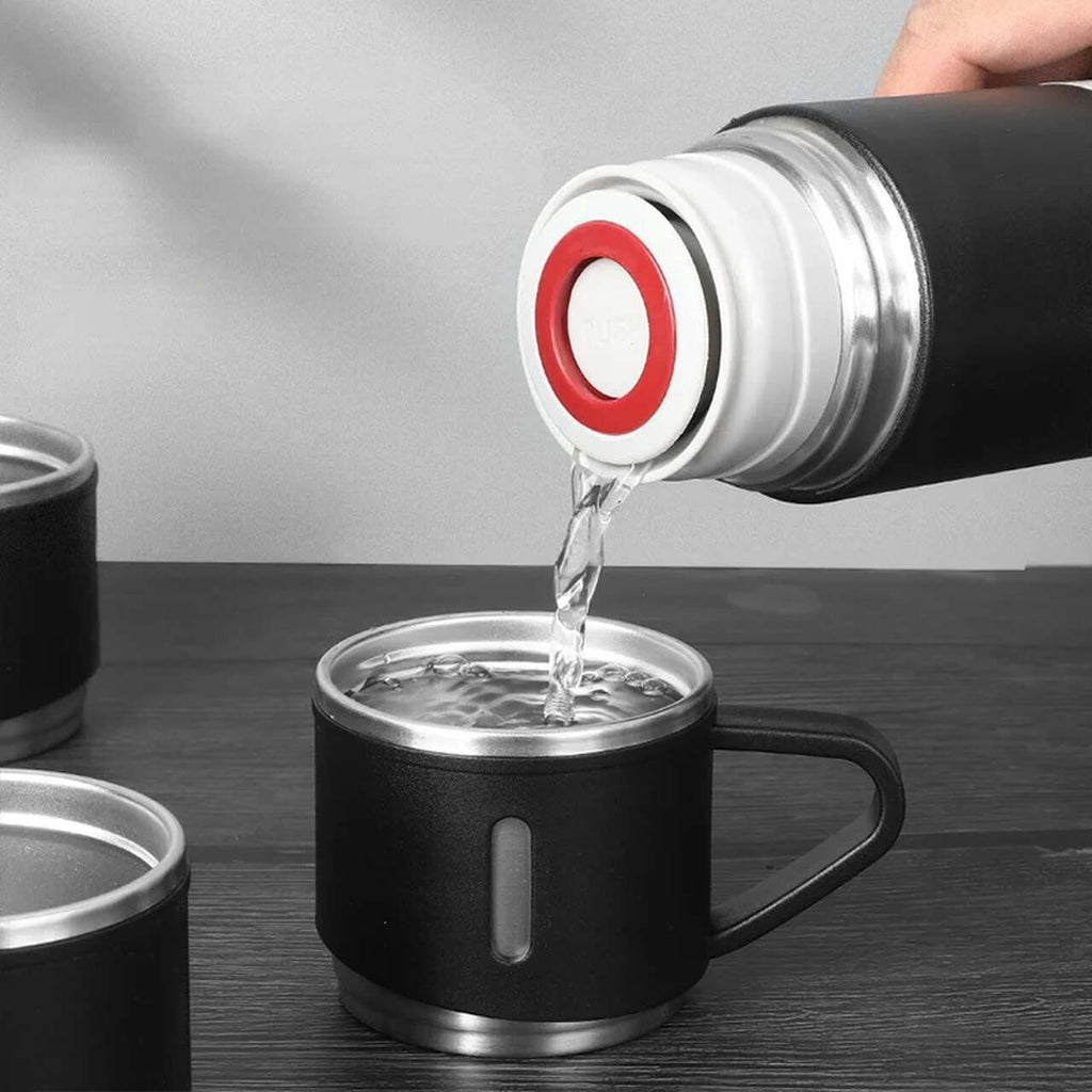 Garrafa Térmica Premium 500ml - Café Quente Sempre com Você (Ganhe 2 Xícaras + Caixa Para Presente)