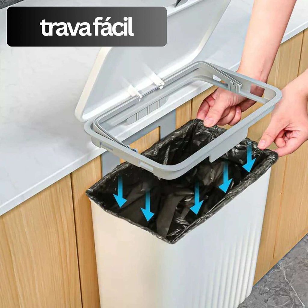 Lixeira Mágica® 10 Litros Pendurável + Adesivos e Ganchos de Brinde 🎁