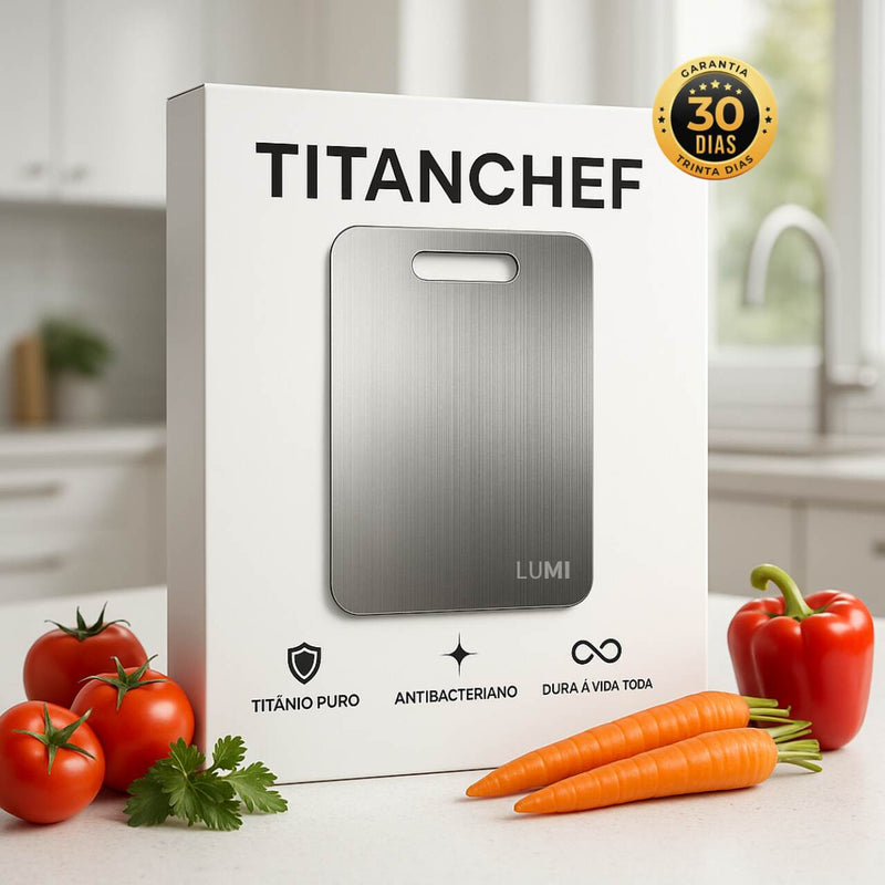 TitanChef® - Tábua De Corte Profissional 100% Titanium - Proteção Anti-Bactéria + Brinde Exclusivo 🏆