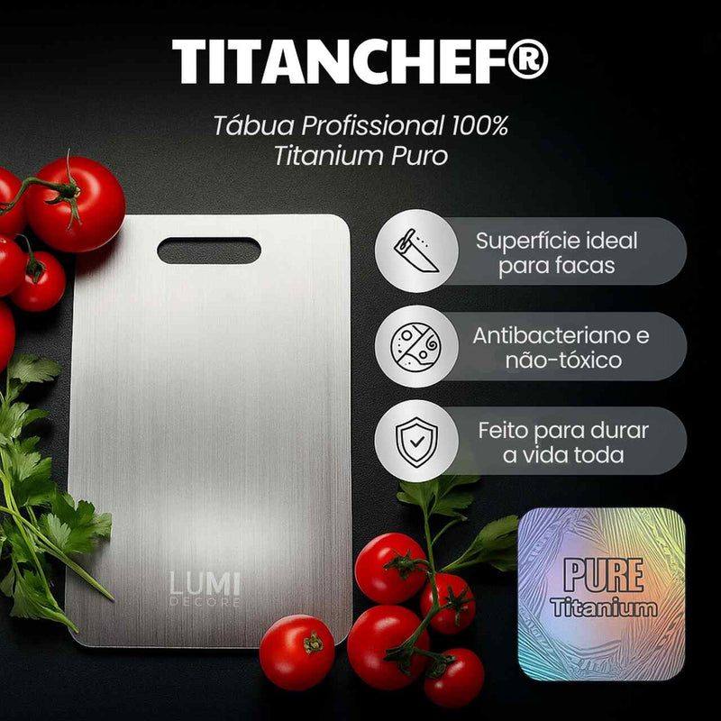 TitanChef® - Tábua De Corte Profissional 100% Titanium - Proteção Anti-Bactéria + Brinde Exclusivo 🏆