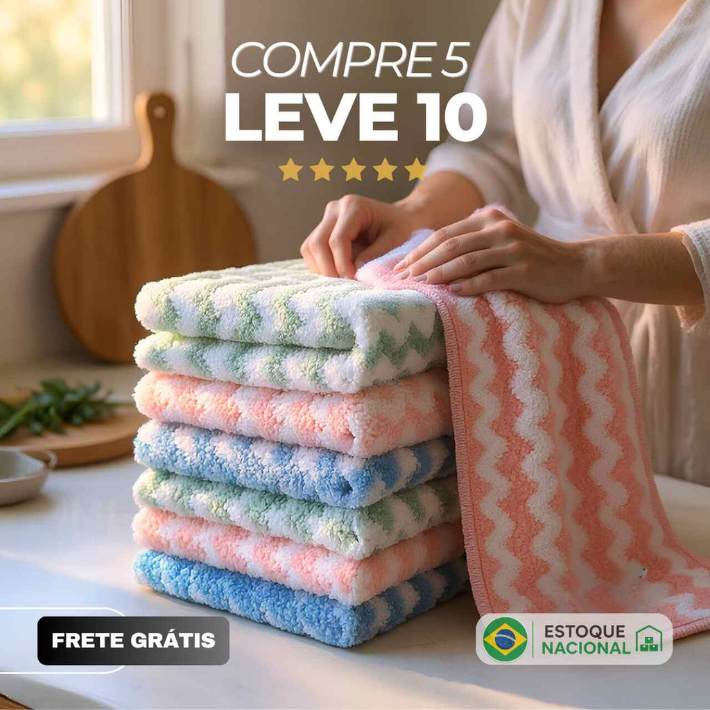 (Compre 5 Leve 10) Panos Mágicos® - Limpeza Premium Chef Atoalhado - Brinde Exclusivo