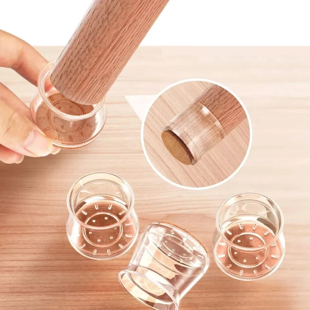 (Kit com 16 unidades) Protetores de Silicone Flexíveis para Pés de Móveis  - Antirruído, Antiderrapante e Proteção para Pisos