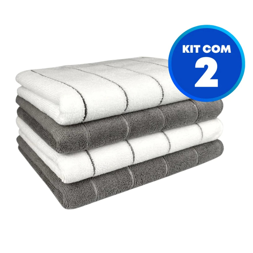 Kit com 2 Toalhas Mega Panão em Microfibra Celeste – Super Absorventes, Resistentes e Sem Fiapos
