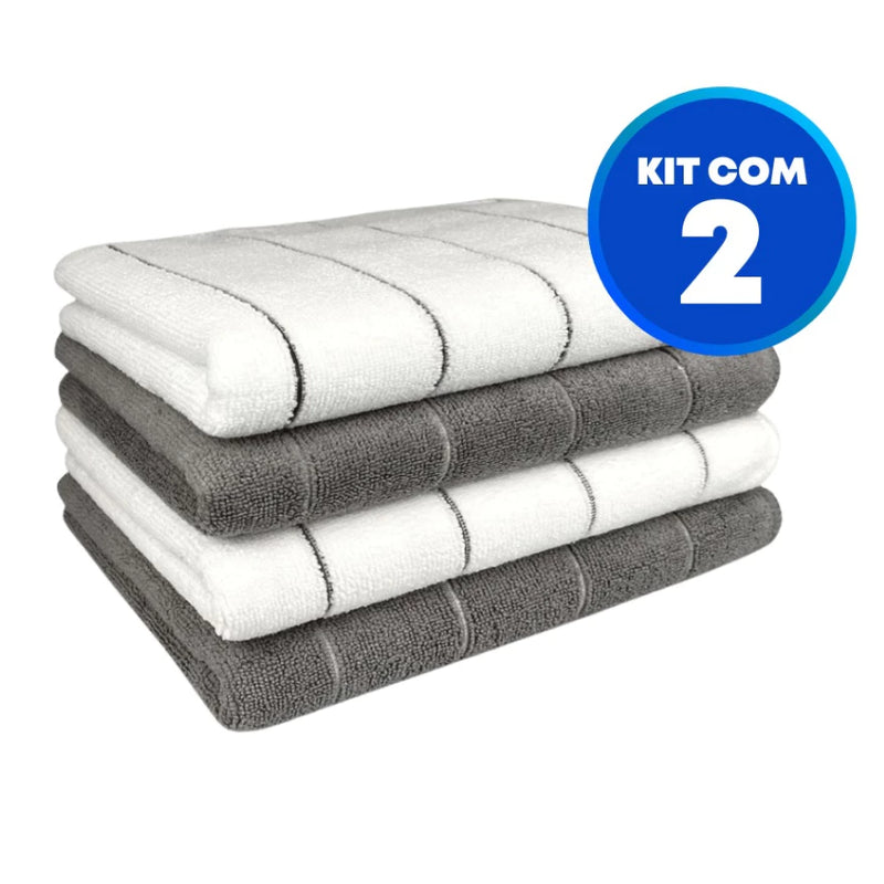 Kit com 2 Toalhas Mega Panão em Microfibra Celeste – Super Absorventes, Resistentes e Sem Fiapos