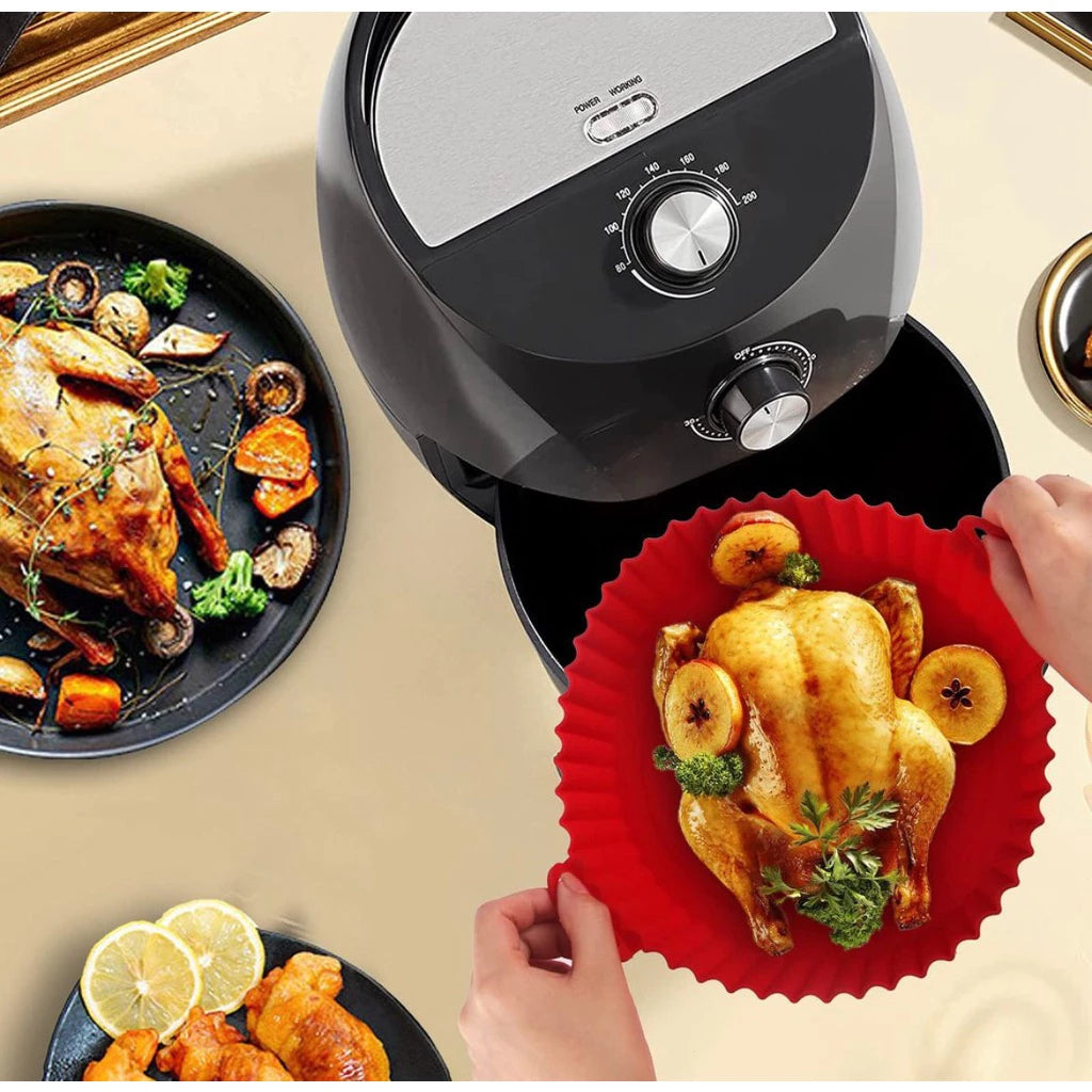 (Kit com 3 unidades) - Cesto de Silicone Multiuso para Air Fryer e Eletrodomésticos