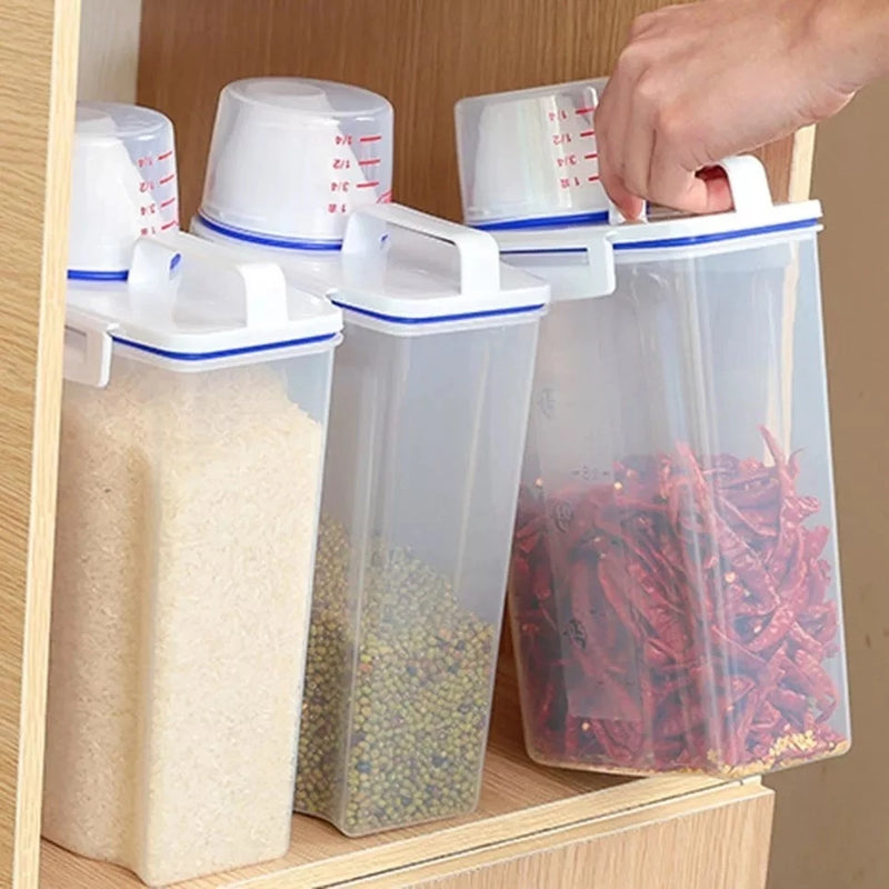 (Compre 1 Leve 2) Pote Hermético com Copo Medidor 2L – Armazenamento Inteligente e Praticidade para Sua Rotina