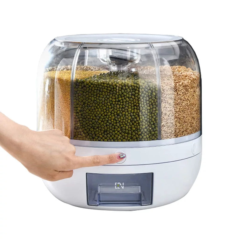 Porta Cereais Premium 6 em 1 com Dispenser Giratório – Organização, Conservação e Praticidade na Sua Cozinha!