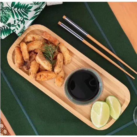 Bandejas de Bambu Retangular (KIT COM 3 UNIDADES)