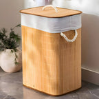 Cesto de Roupas em Bambu com Forro Removível – 60L de Organização, Estilo e Sustentabilidade