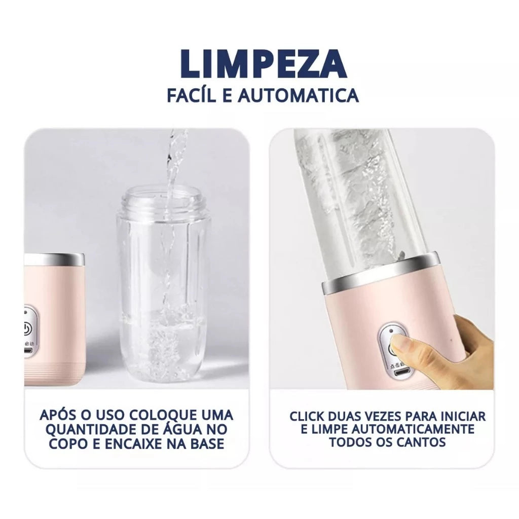 Liquidificador Pessoal Portátil com Lâminas de Aço Inoxidável – Sua Bebida Saudável a Qualquer Hora!