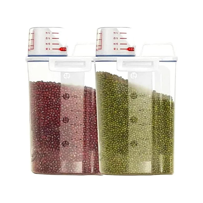 (Compre 1 Leve 2) Pote Hermético com Copo Medidor 2L – Armazenamento Inteligente e Praticidade para Sua Rotina