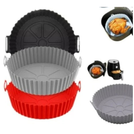 (Kit com 3 unidades) - Cesto de Silicone Multiuso para Air Fryer e Eletrodomésticos