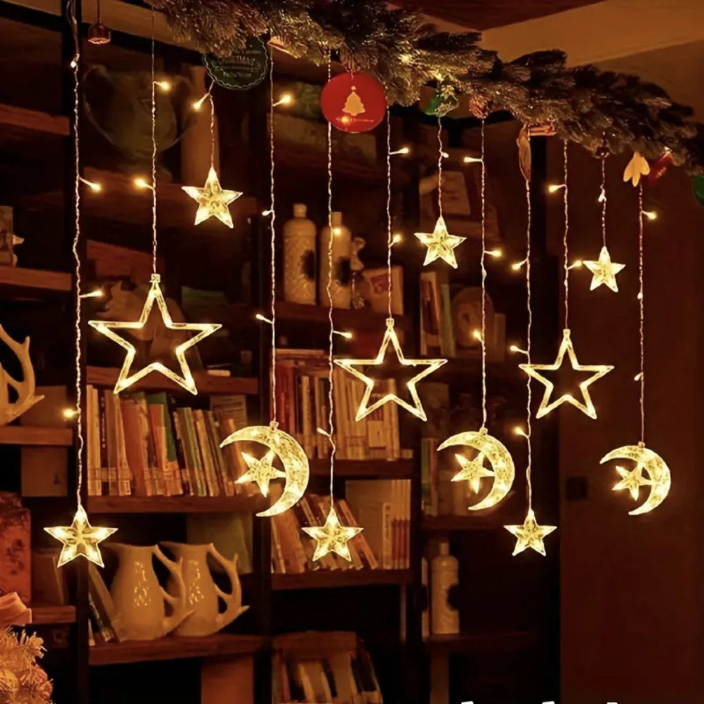 Cortina de LED Estrelas e Lua
