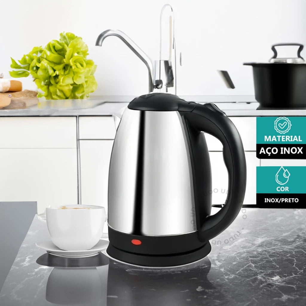 Chaleira Elétrica Térmica – 1,8 Litros em Aço Inoxidável