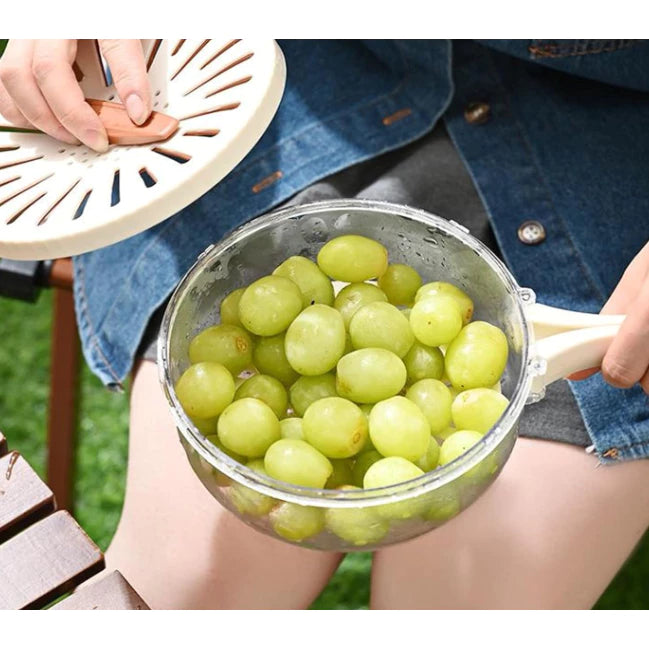 Escorredor Multifuncional com Alça Dobrável e Design de Camada Dupla