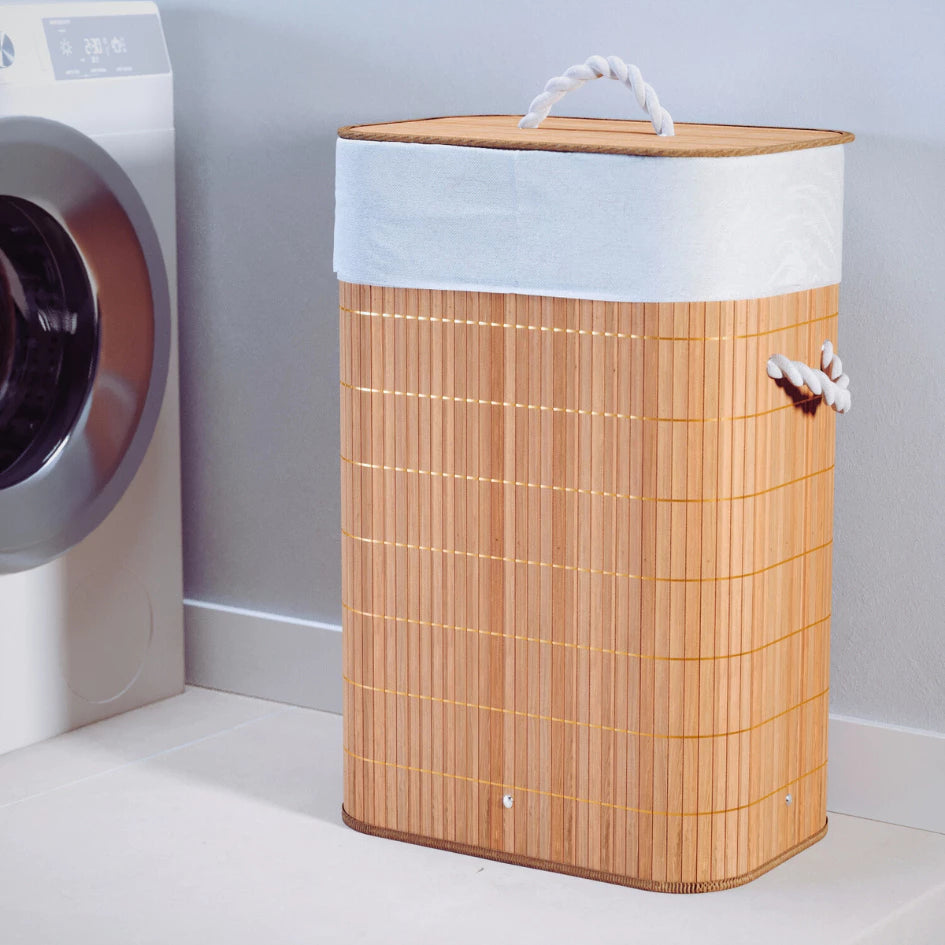 Cesto de Roupas em Bambu com Forro Removível – 60L de Organização, Estilo e Sustentabilidade