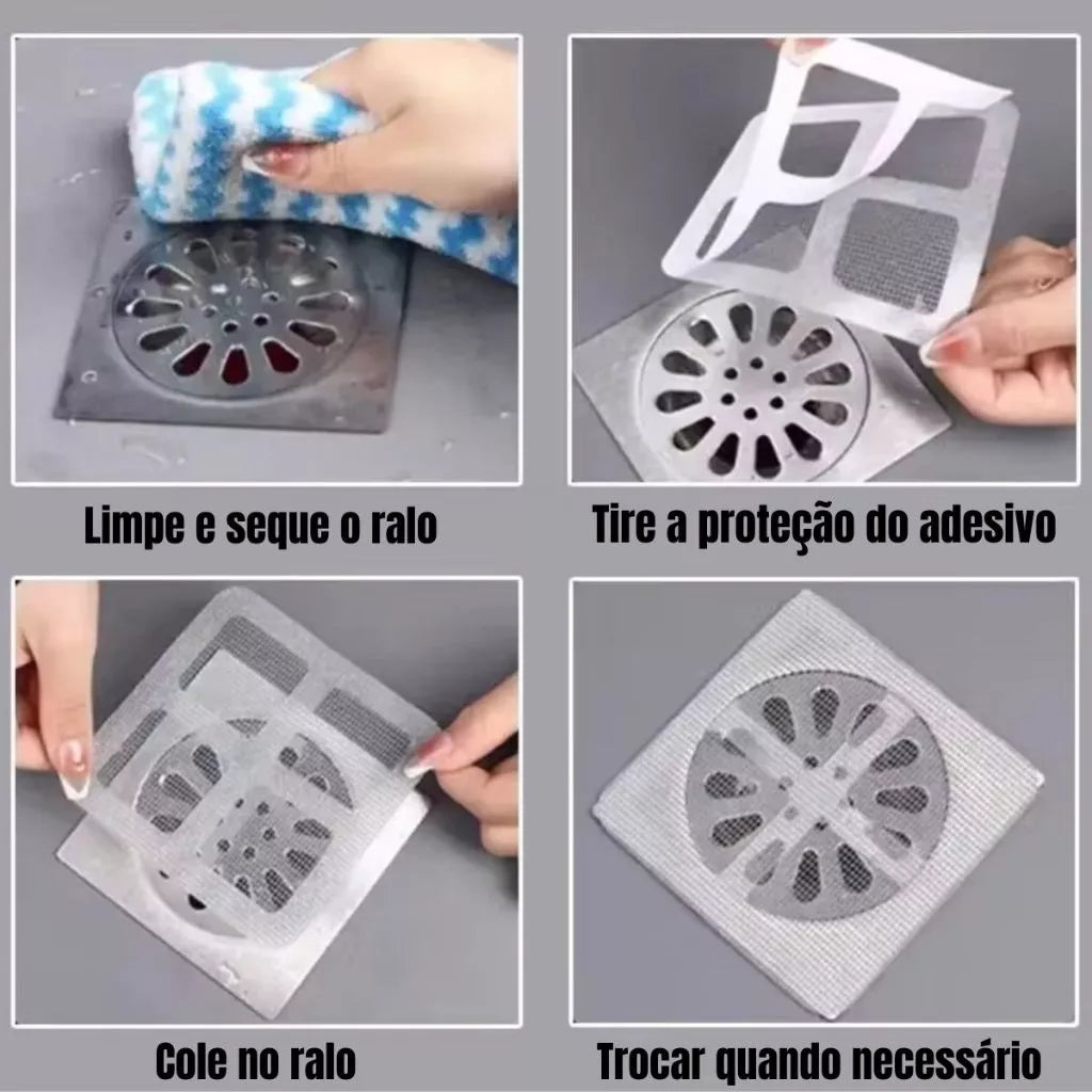 (Kit 10) Telas Protetoras Adesivas para Ralo – Filtro Antientupimento e Bloqueador de Insetos
