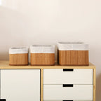 Cesta Organizadora de Bambu Natural – Elegância e Praticidade para o Seu Lar - KIT COM 3 UNIDADES