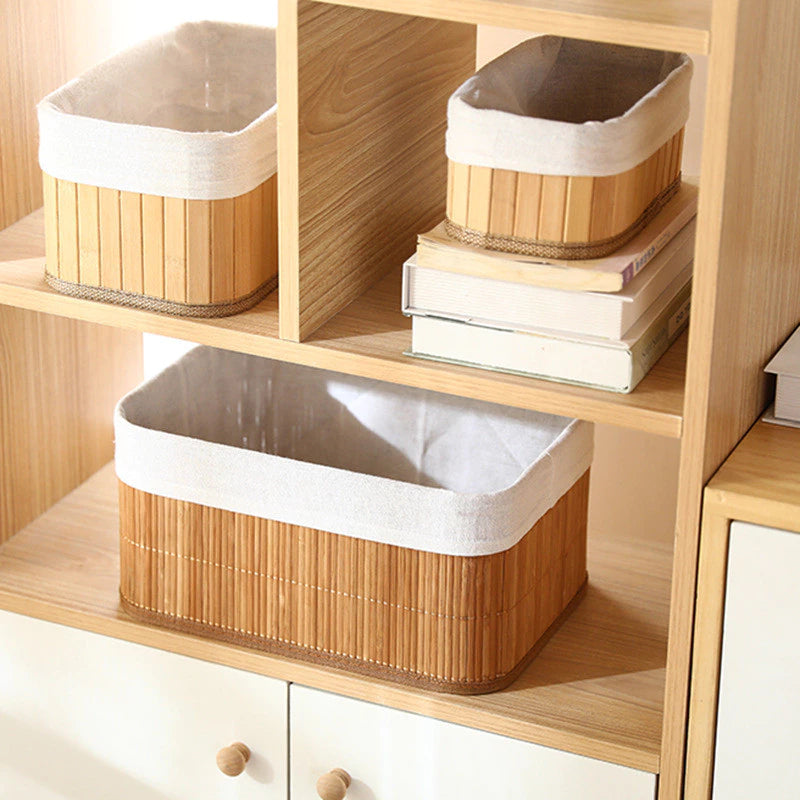 Cesta Organizadora de Bambu Natural – Elegância e Praticidade para o Seu Lar - KIT COM 3 UNIDADES