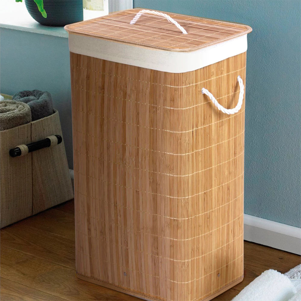 Cesto de Roupas em Bambu com Forro Removível – 60L de Organização, Estilo e Sustentabilidade