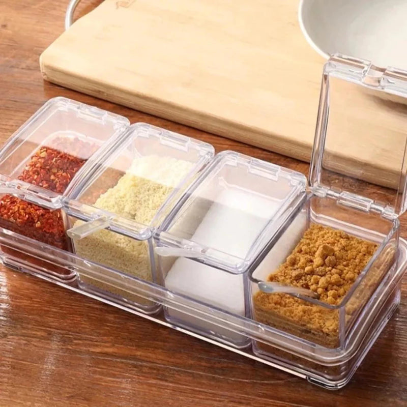 Kit Organizador de Temperos com 4 Recipientes Destacáveis – Praticidade e Estilo para Sua Cozinha