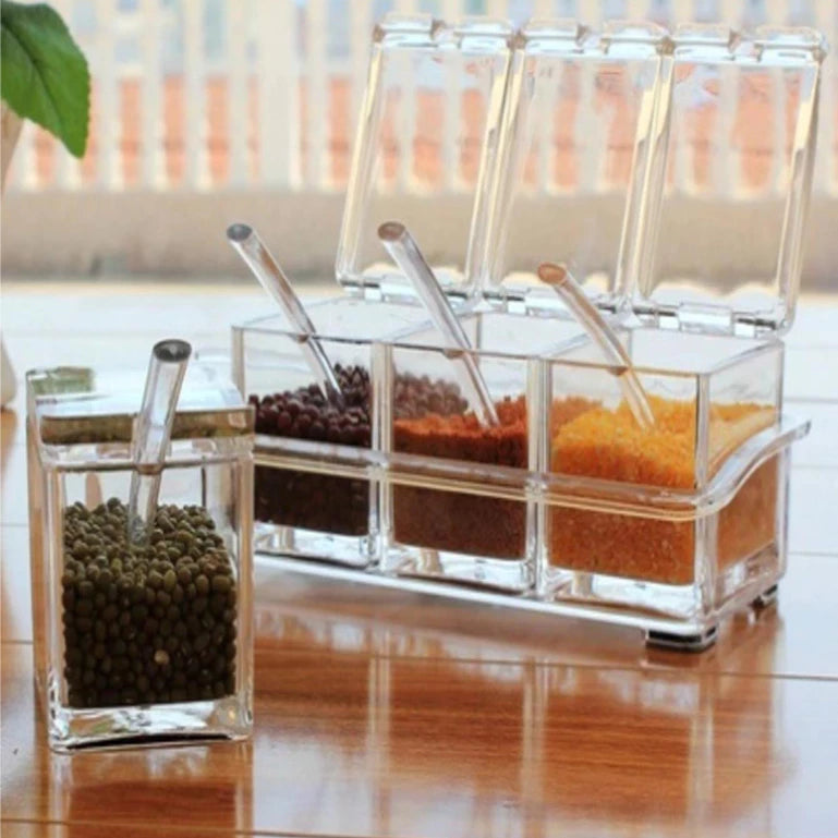 Kit Organizador de Temperos com 4 Recipientes Destacáveis – Praticidade e Estilo para Sua Cozinha