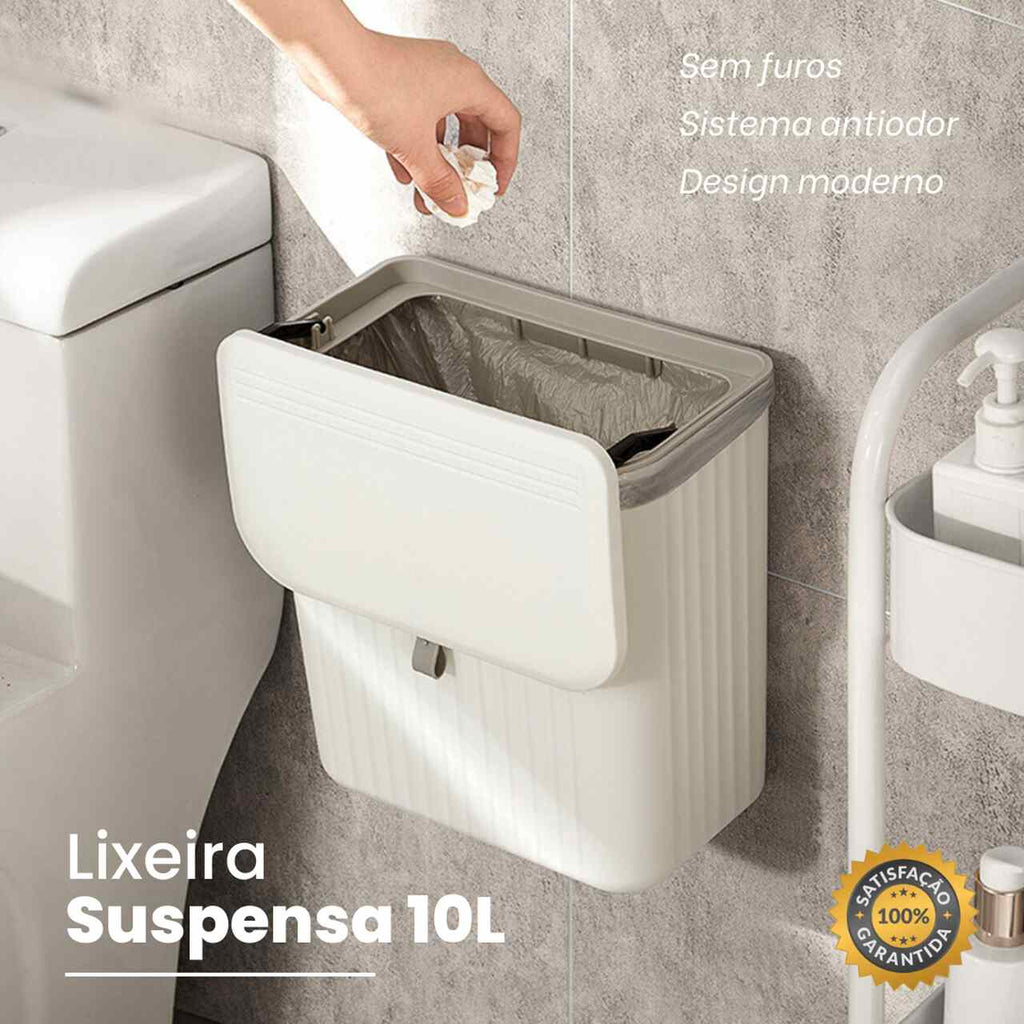 Lixeira Mágica® 10 Litros Pendurável + Adesivos e Ganchos de Brinde 🎁