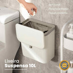 Lixeira Mágica® 10 Litros Pendurável + Adesivos e Ganchos de Brinde 🎁
