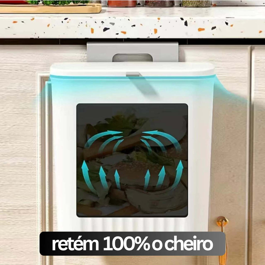 Lixeira Mágica® 10 Litros Pendurável + Adesivos e Ganchos de Brinde 🎁