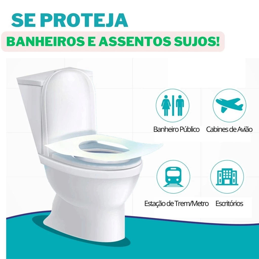 CapaClean® – 50 Capas Individuais para Vaso Sanitário - Brinde Esquenta Black 🔥