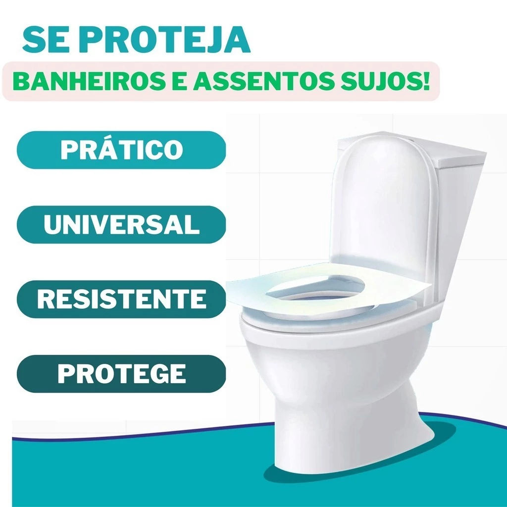 CapaClean® – 50 Capas Individuais para Vaso Sanitário - Brinde Esquenta Black 🔥
