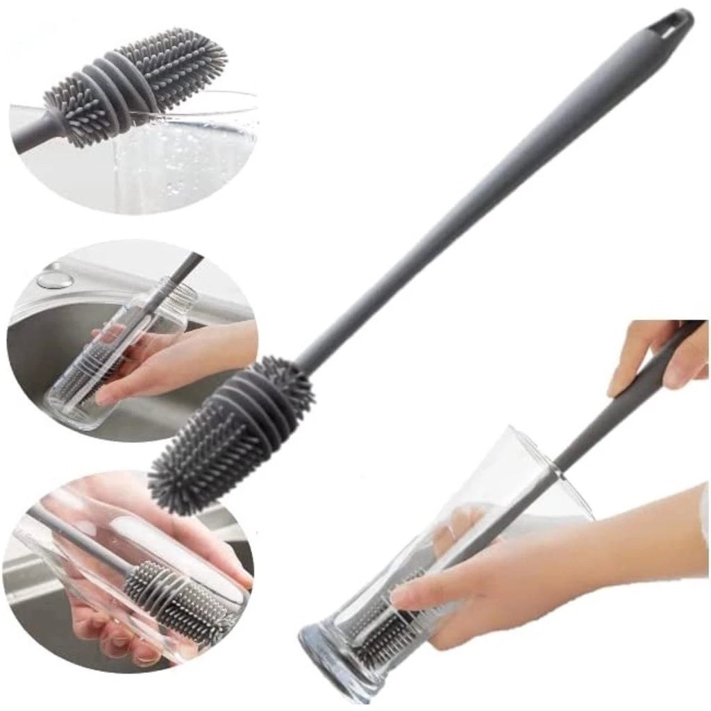 (Kit com 3 unidades) Escova de Silicone Multiuso – A Solução Completa para Lavar Garrafas, Copos e Mamadeiras!