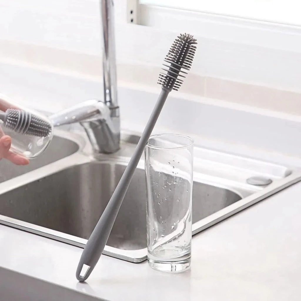 (Kit com 3 unidades) Escova de Silicone Multiuso – A Solução Completa para Lavar Garrafas, Copos e Mamadeiras!