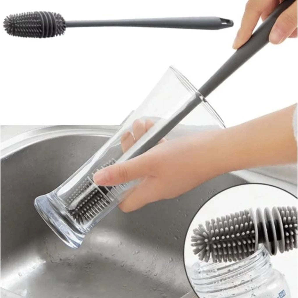 (Kit com 3 unidades) Escova de Silicone Multiuso – A Solução Completa para Lavar Garrafas, Copos e Mamadeiras!