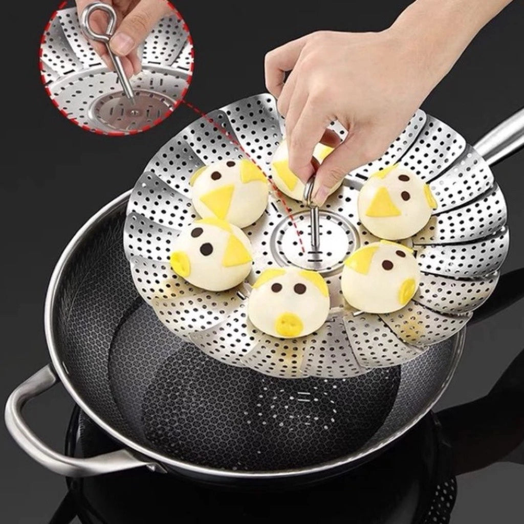 Kit com 2 Cestos de Cozinhar a Vapor Inox – O Segredo para Refeições Saudáveis e Práticas!