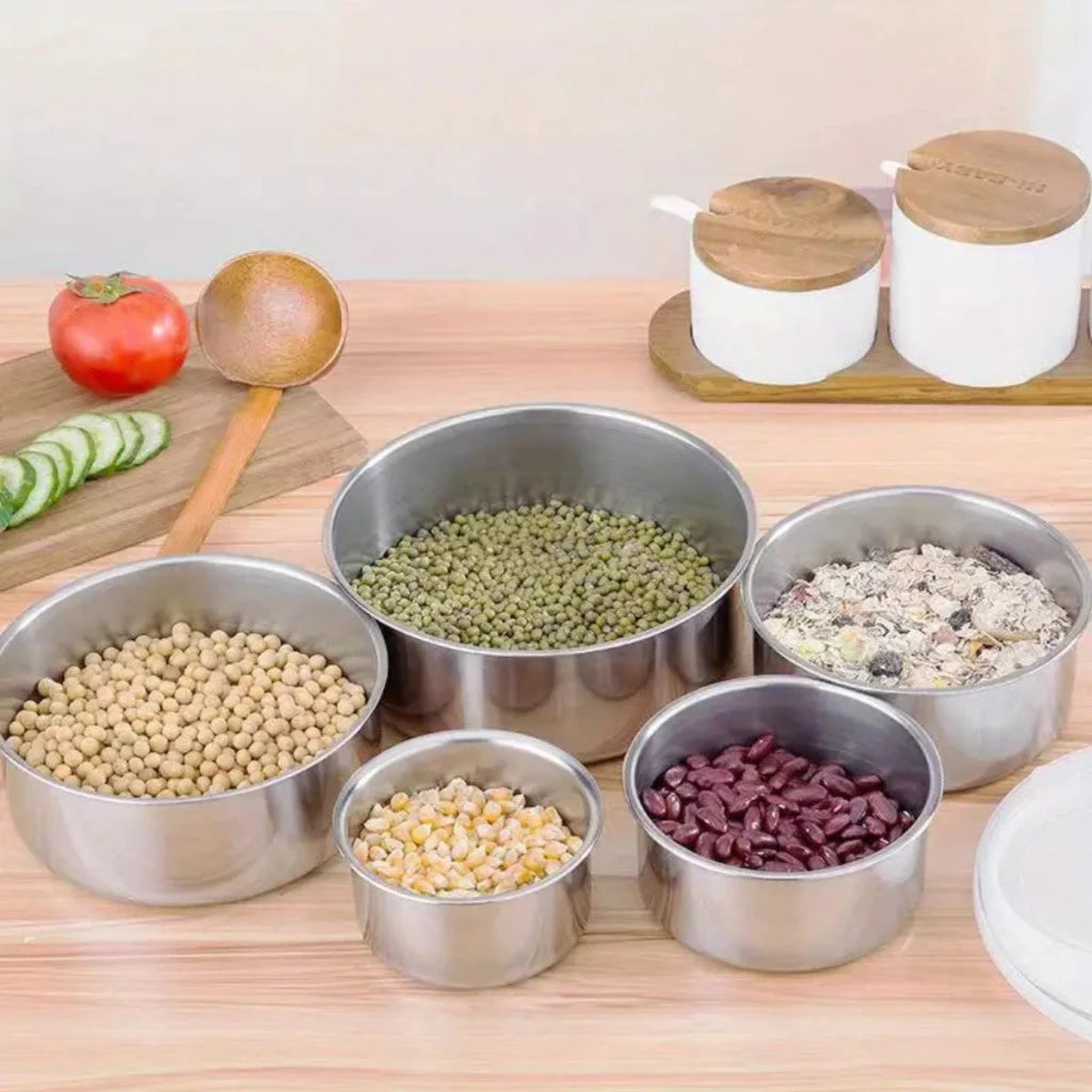Kit Jogo de Tigelas em Aço Inox com Tampa – 5 Peças: Praticidade, Elegância e Durabilidade na sua Cozinha