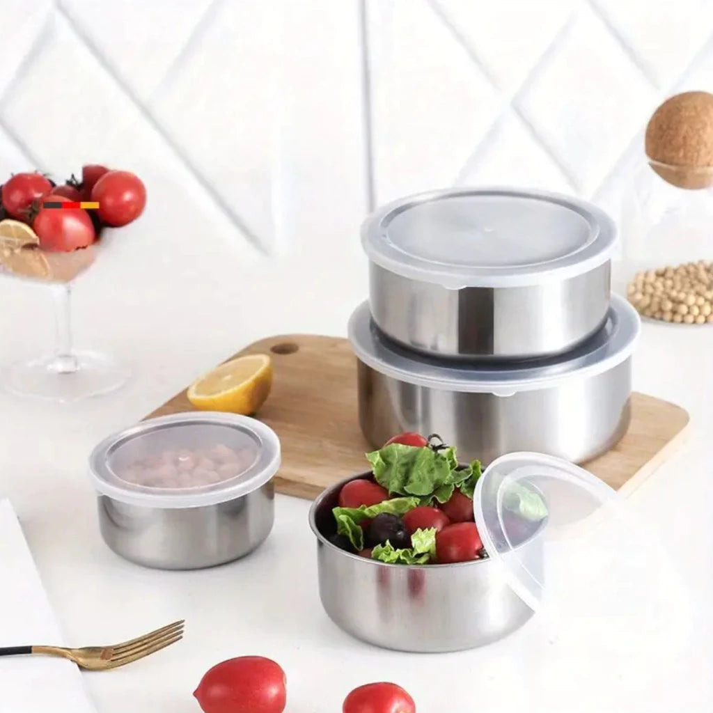Kit Jogo de Tigelas em Aço Inox com Tampa – 5 Peças: Praticidade, Elegância e Durabilidade na sua Cozinha