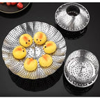 Kit com 2 Cestos de Cozinhar a Vapor Inox – O Segredo para Refeições Saudáveis e Práticas!