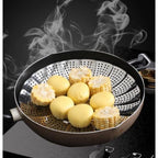 Kit com 2 Cestos de Cozinhar a Vapor Inox – O Segredo para Refeições Saudáveis e Práticas!