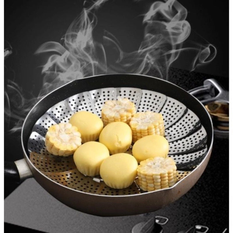 Kit com 2 Cestos de Cozinhar a Vapor Inox – O Segredo para Refeições Saudáveis e Práticas!