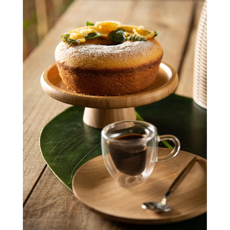 Prato de Bolo de Bambu com Pé Verona 20cm – Elegância e Sustentabilidade para Sua Mesa