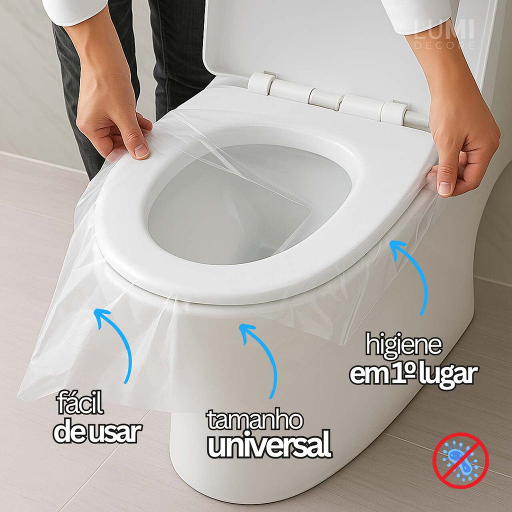 CapaClean® – 50 Capas Individuais para Vaso Sanitário - Brinde Esquenta Black 🔥