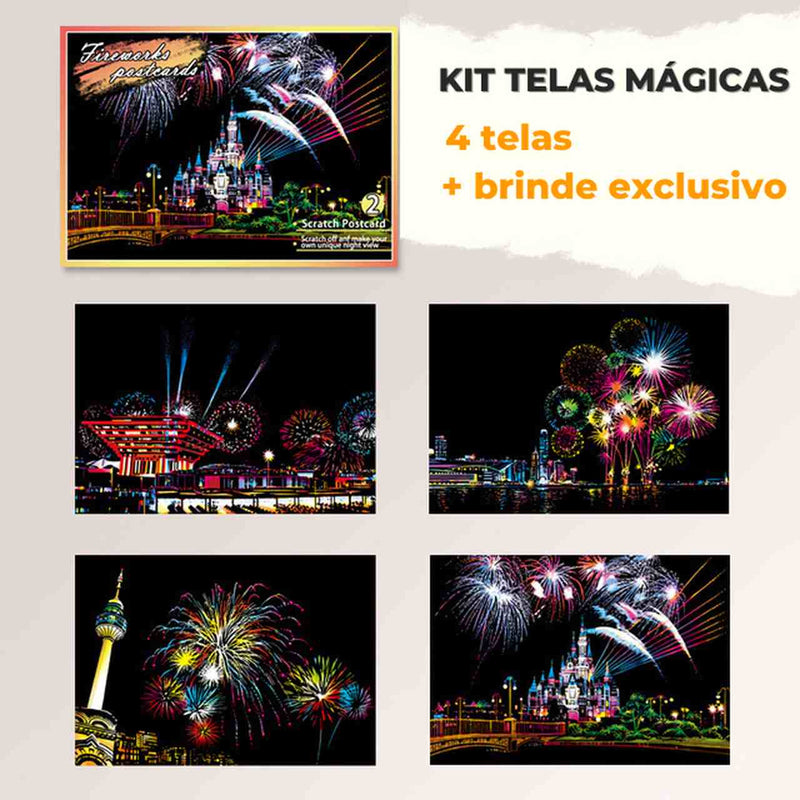 Kit com 4 Telas de Desenhos Mágicos Lumier + Caneta Exclusiva + (Frete Grátis)