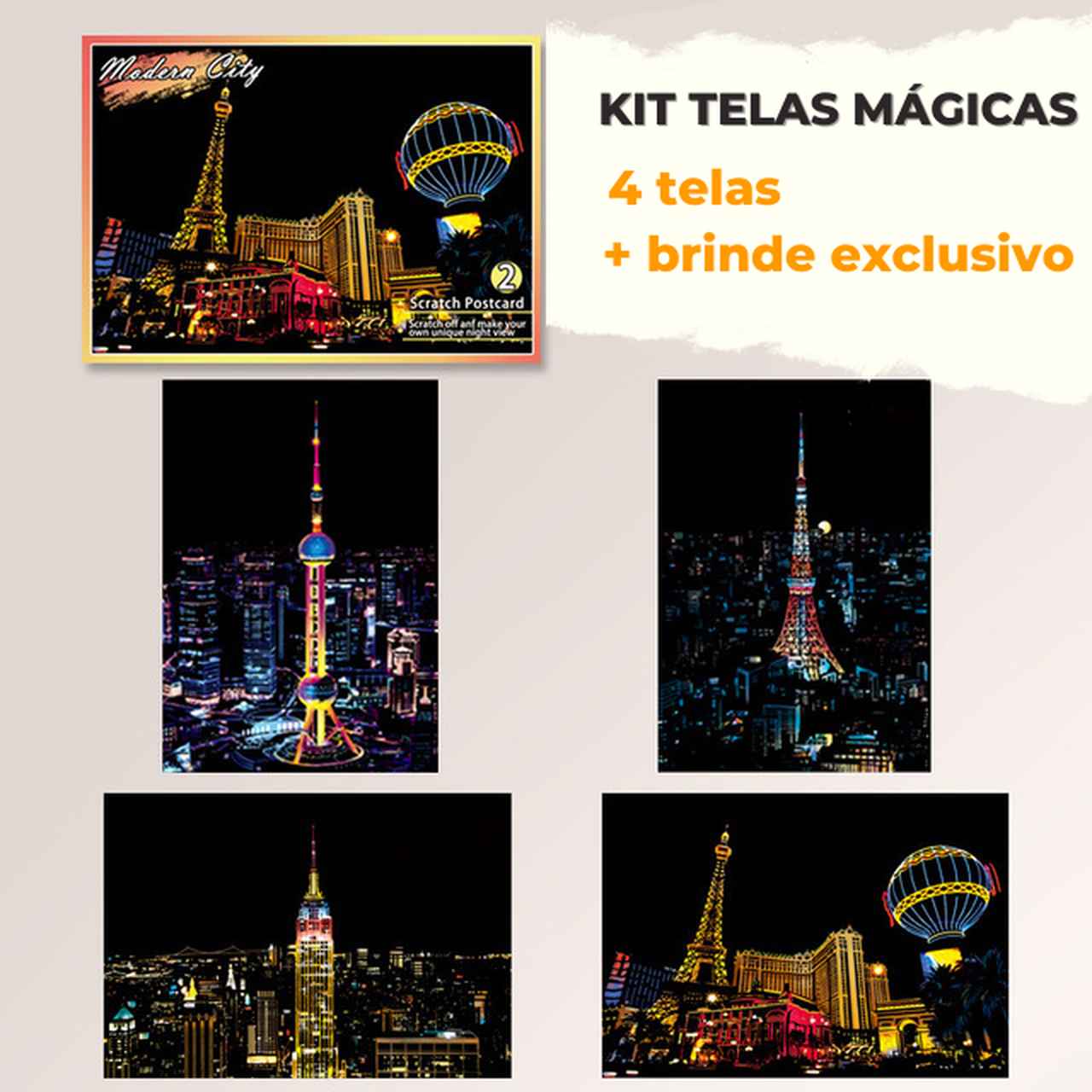 Kit com 4 Telas de Desenhos Mágicos Lumier + Caneta Exclusiva + (Frete Grátis)
