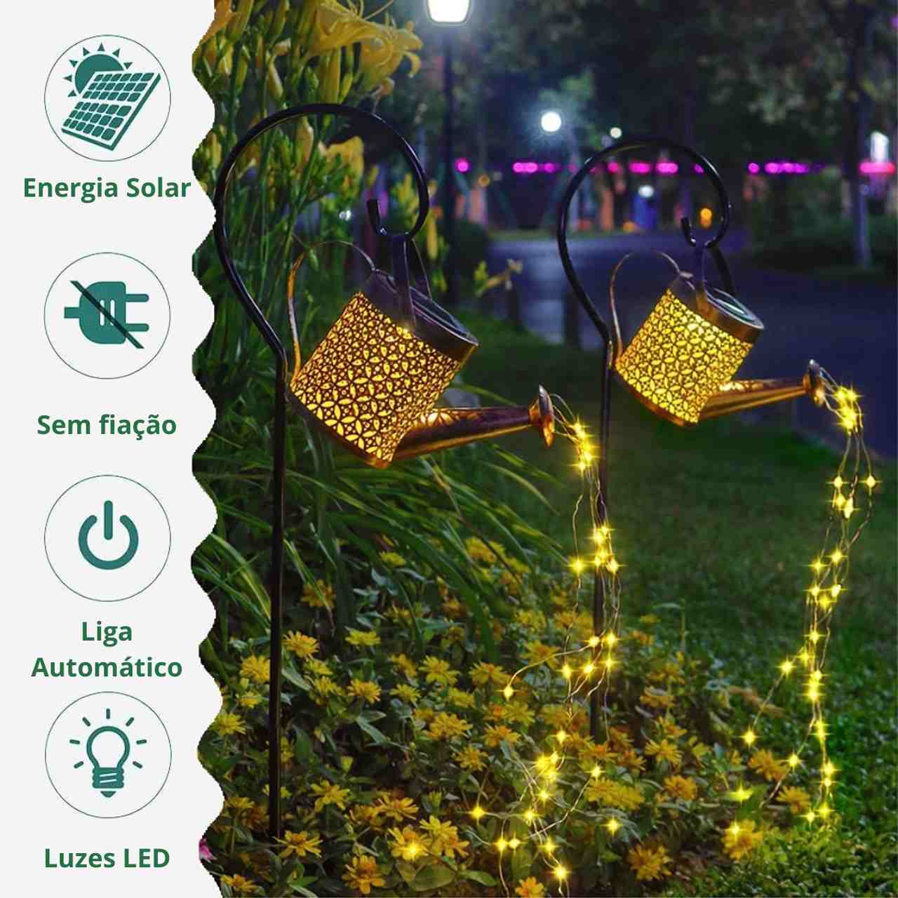 SOLARE® - Regador Encantado LEDs Solar + Suporte (Decorações, Jardins, Quintais)