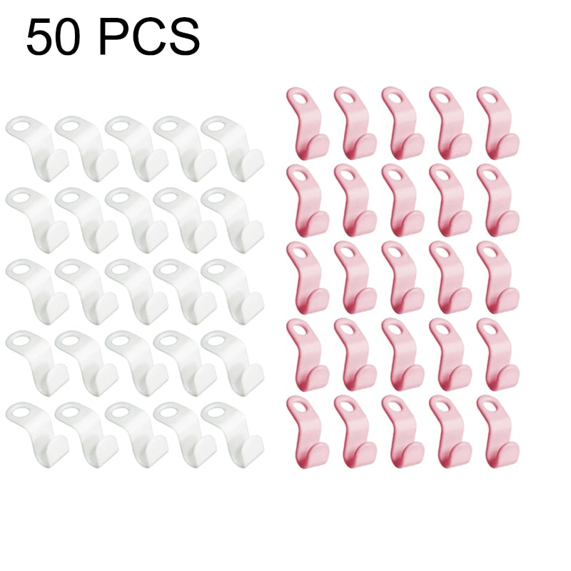 Kit 25/50 Ganchos Conectores de Cabide (Economize Espaço)