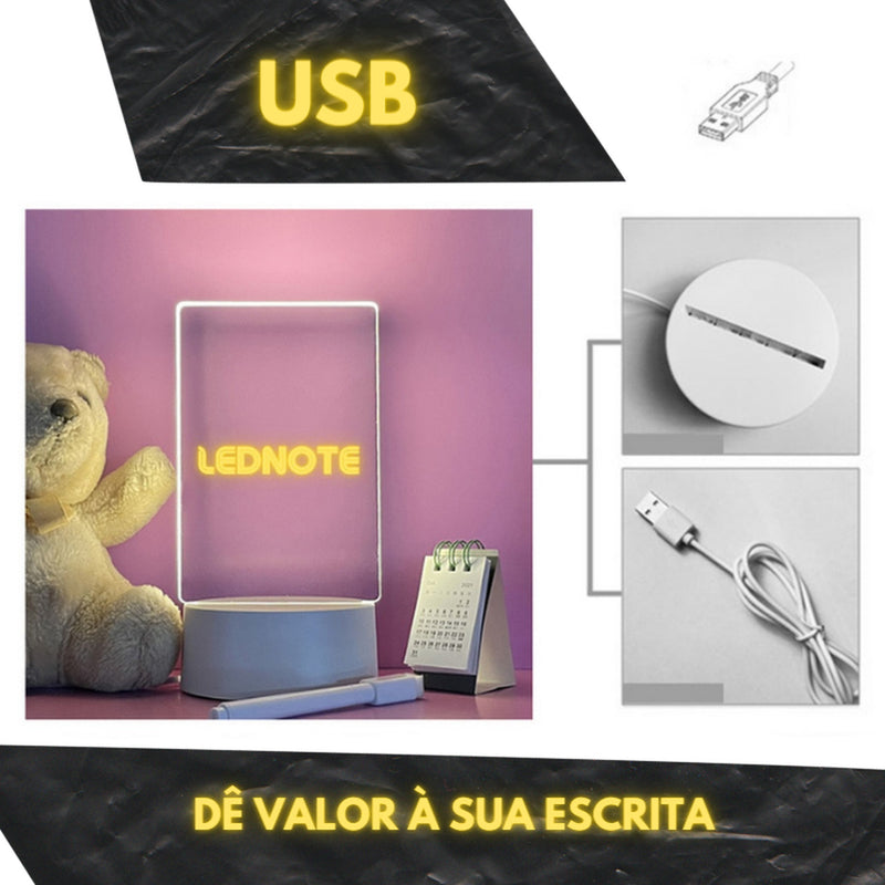 LEDNOTE® - Placa de LED Personalizável & Apagável com Caneta Mágica (USB)
